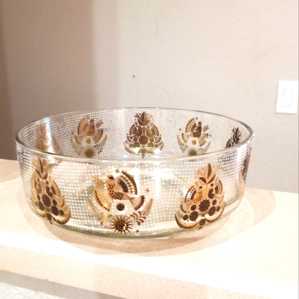 MCM Georges Briard large Bowl gold clear glass